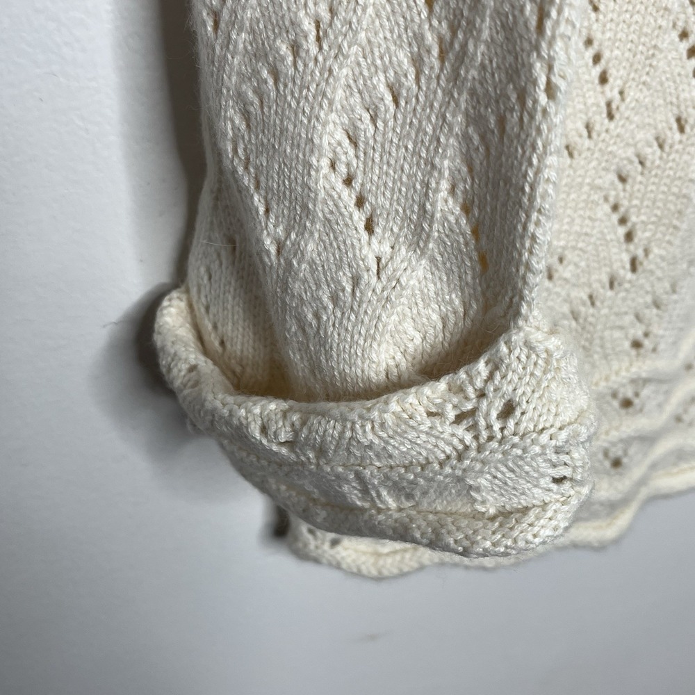 Sundance Pointelle Knit Sweater Ivory Cream Womens Size M Boho Cottagecore - Picture 3 of 6